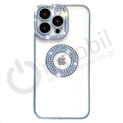 Iphone 13 Pro Taşlı Seffaf Kılıf MAVİ