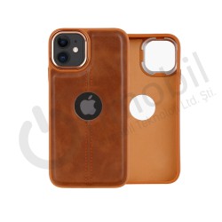 Iphone 12 Cross Creative Tpu Deri Görünümlü Kılıf KAHVERENGİ